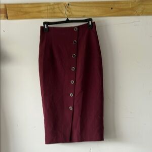 Elegant Burgundy Button-Down Skirt